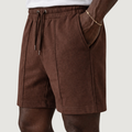 Shorts Moletinho Unissex com detalhe - Marrom